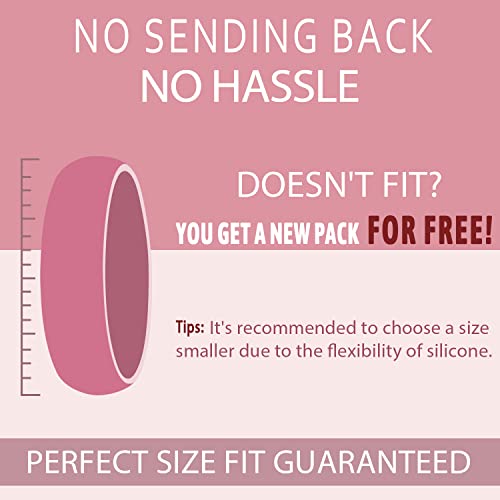 Egnaro Inner Arc Ergonomic Breathable Design, Silicone Rings for Women with half sizes, Women's Silicone Wedding Band,5.5mm Wide-2mm Thick