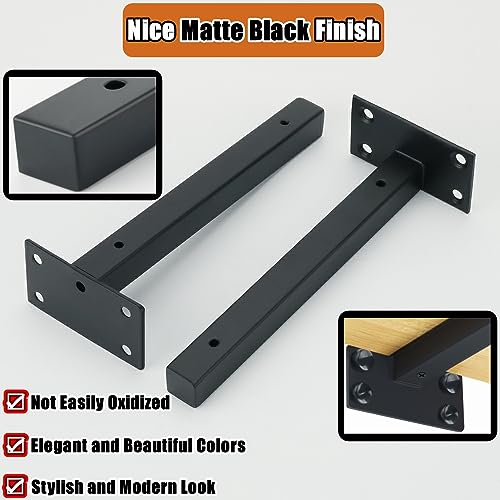 Alise Floating Shelf Brackets,Black T Bracket for Shelves Heavy Duty Hidden Brackets for Wooden Board Hanging Supports Blind Shelf Wall Mount 6 Inch,JT150B-4P,Pack of 4