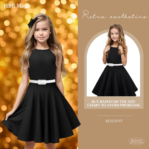 HB HBB MAGIC Girls Vintage Dress 50s Retro Twirling Special Occasion Dresses Size 6-14 Sleeveless Kids Dress