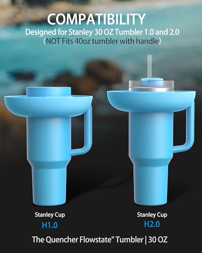 ALIENSX Snack Bowl for Stanley 30 oz Tumbler with Handle, Reusable Snack Ring for Stanley 30oz Cup, Silicone Snack Tray Bowl with Four Compartments, Water Bottle Accessories (Blue)