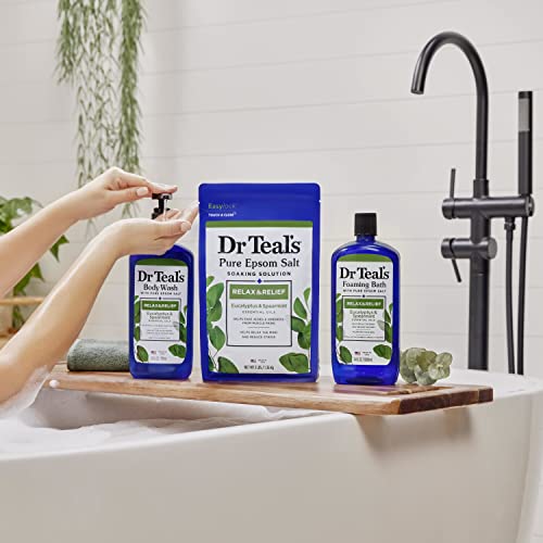 Dr Teal's Epsom Salt Soaking Solution, Relax & Relief, Eucalyptus and Spearmint, 3lbs, 48 Oz