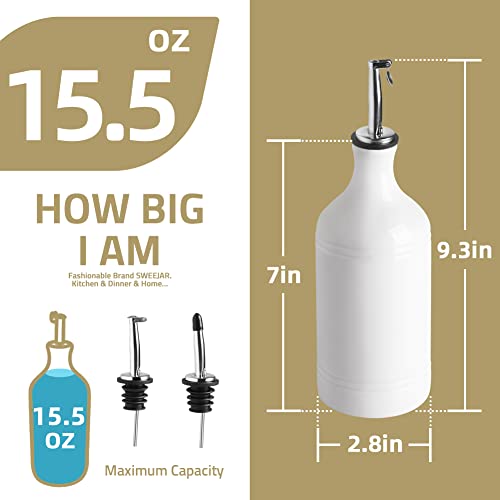 Sweejar Large Ceramic Olive Oil Dispenser Bottle, Opaque Oil Cruet Protects Oil to Reduce Oxidation, Suitable for Storage Oil, Vinegar, Soy Sauce & Other Liquids, Pack of 1, 24 Fl Oz (Turquoise)