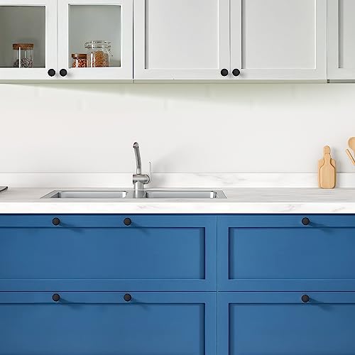 Ravinte 5 Pack Cabinet Knobs Black Kitchen Cabinet Knobs Round Dresser Drawer Knobs Matte Black Drawer Pulls Closet Door Knobs 1-1/5 Inch