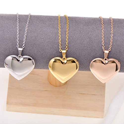 Paialco Heart Shape Locket Pendant Necklace for Love Memory Photo Keeping, 18" Rose Gold Tone