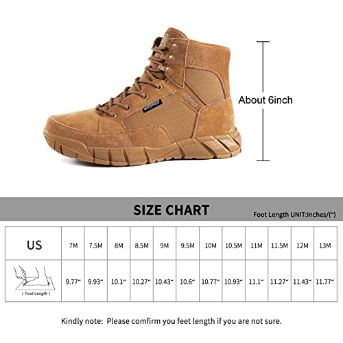 FREE SOLDIER Waterproof Hiking Work Boots Men's Tactical Boots 6 Inches Lightweight Military Boots Breathable Desert Boots (Brown,13)