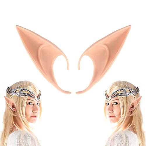 CEDAR BRIGHT Elf Ears Cosplay Masquerade Accessories - Kids&Adult Soft Pointed Ear Tips Anime Party Dress Up Costume Fairy Pixie for Halloween Christmas Party