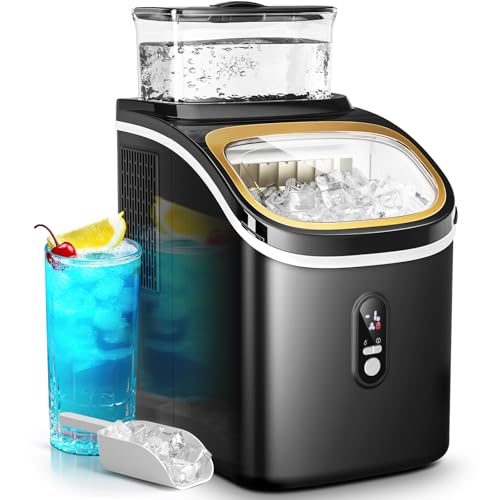 Kismile Ice Maker Countertop, Portable Ice Cube Maker Machine with 1.5L Detachable Water Tank, 33Lbs/Day, 16Pcs/5Mins, 24H Timer, Self-Cleaning Small Ice Maker, Ice Machine Maker for Home,Office,Party