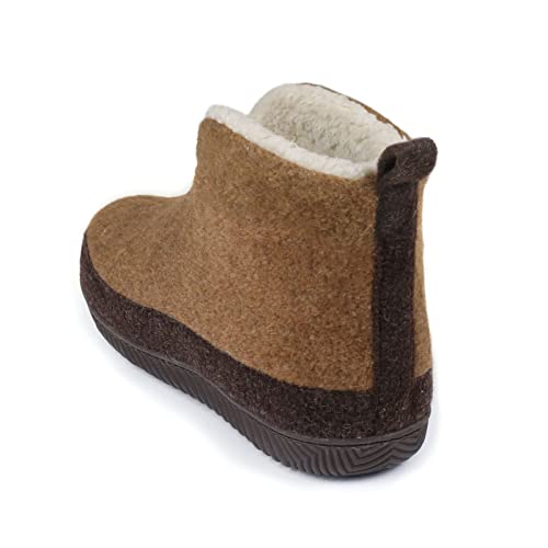 ULTRAIDEAS Men's Warm Felt Bootie Slipper with Memory Foam, Cozy Closed Back House Slipper for Indoor Outdoor, Gift for Father (Camel, Size 9)