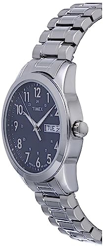 Timex Men's South Street Sport 36mm Watch – Silver-Tone Case Blue Dial with Silver-Tone Stainless Steel Expansion Band