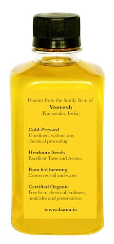 Daana Peanut Oil: CERTIFIED USDA ORGANIC, EXTRA VIRGIN, COLD PRESSED (12 oz)