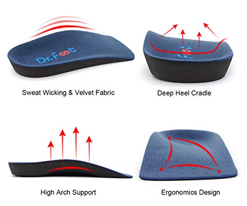 Dr. Foot's 3/4 Length Orthotics Insoles - Best Insoles for Corrects Over-Pronation, Fallen Arches, Fat Feet - Plantar Fasciitis, Heel Spurs and Other Foot Conditions -1 pair(L - W11-12.5 | M9.5-11)