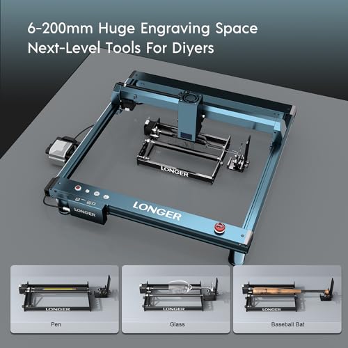 LONGER Laser Engraver Rotary Roller, Y-axis Rotary Roller 360° Rotation for Laser Engraver Engraving Cylindrical Objects Tumblers Cans Cups Bottles, Adjustable 6-200mm Diameters