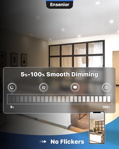 Ensenior 12 Pack 4 Inch LED Recessed Ceiling Light, Dimmable, 3000K Warm White, 750LM 9W 120V, High Brightness Canless Wafer Downlight - ETL&FCC&IC