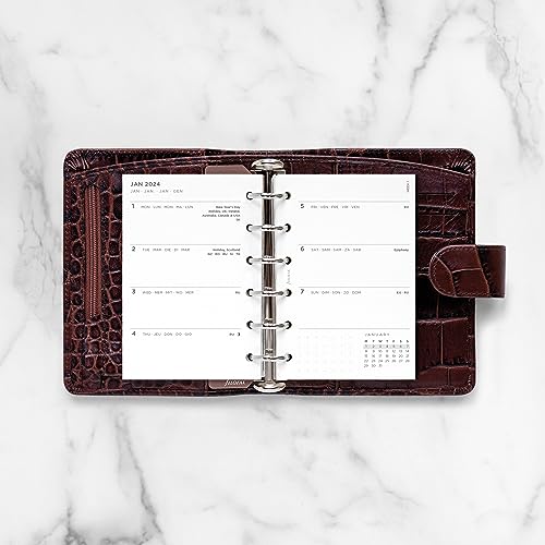Filofax Calendar Diary Refill, Pocket Size, Week-to-View, Minimal Diary Pack, White Paper, Multilingual: Five Languages, 2024 (C68290-24)
