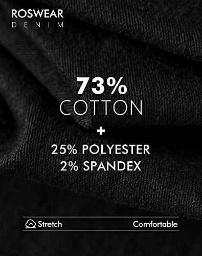 roswear Women's Ripped Denim Mid Rise Stretchy Bermuda Shorts Jeans Black Medium