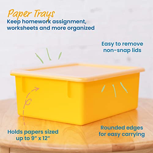 ECR4Kids Letter Size Deep Tray with Lid, Storage Bin, Assorted, 10-Piece