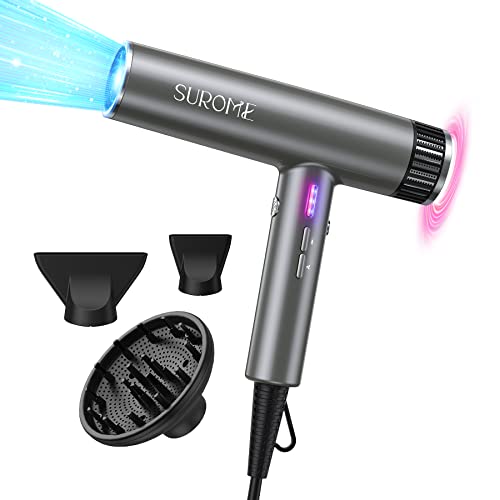 Blow Dryer,110000RPM High-Speed Brushless Motor, Fast-Drying Negative Ions Intelligent Constant Temperature Hair Care Dryers, Professional Hair Dryer with Attachments for Home&Salon (Grey)