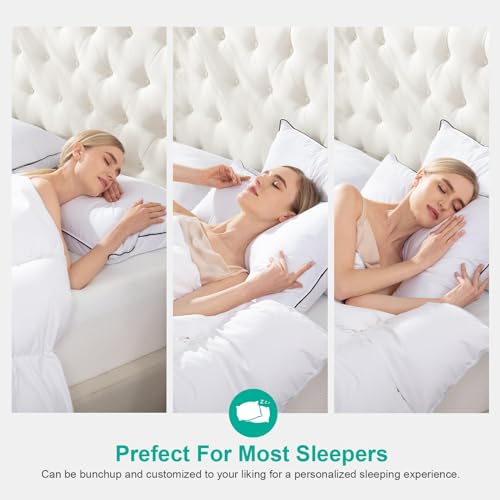 APSMILE Medium Firm Feather Down Pillows Standard Size Pack of 1, Luxury Goose Feather Pillow for Sleeping, 600TC/DM Organic Cotton Cover Hotel Collection Bed Pillows (White, 20"x26")