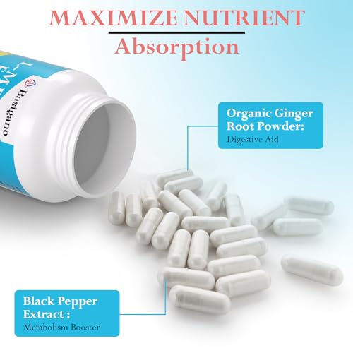 Basigano 15mg L Methylfolate (5-MTHF)- Active Folic Acid-Enriched with Vitamins B6 and B12-60 Vegetarian Capsules - Non-GMO, Gluten-Free