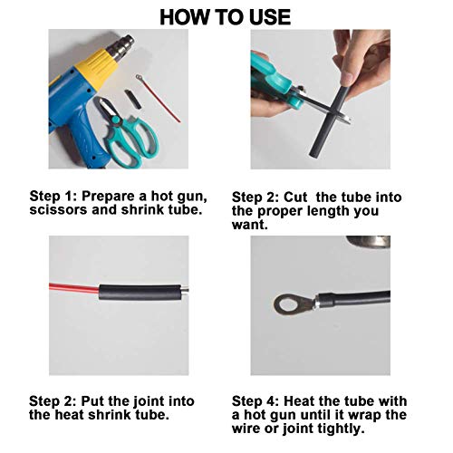 1/2 inch (Diameter) 3:1 Waterproof Heat Shrink Tubing Kit, Large Marine Dual Wall Adhesive Shrinkable Wire Wrap Tube, Insulation Sealing Wear-Resistant Cable Protector by YUKSY (4ft, Black)