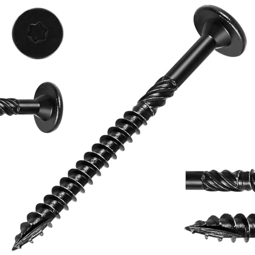 FMhotu 100Pcs Black Star Drive Wood Screws 2-7/8 inch - Rust Resistant Timber Deck Screws for Landscaping, Log & Timber Wood - Heavy-Duty Outdoor Fasteners (#14 x 2-7/8" Black)