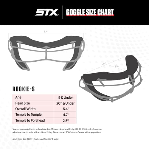 STX Lacrosse Rookie-S Youth Goggle, Electric,Blue , black , silver