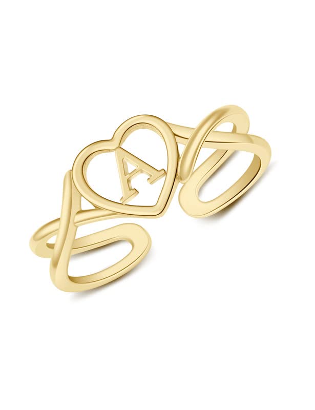 ITS4YEO Solid 925 Sterling Silver Round Ring Open Adjustable 14k Rose Gold Plated Dainty Cute Initial Round Rings Valentine Anniversary Birthday Jewelry Gifts for Women(Q)