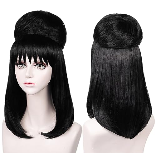 LABEAUTÉ Max Beauty Anime Short Black Cosplay Wig for Women Girl, Daily Wig for Cosplay Synthetic Hair for Halloween Costume Party Hair Wig + Wig Cap
