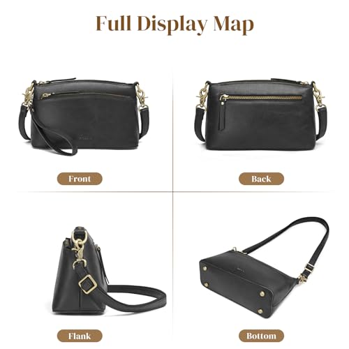 S-ZONE Small Genuine Leather Crossbody Bags for Women Purse and Handbag Wristlet