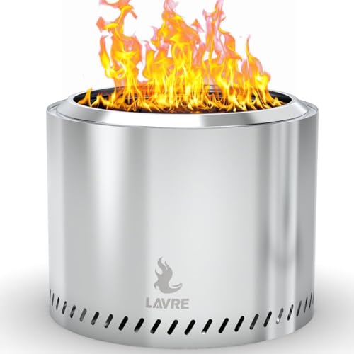 OutVue 15 inch Stainless Steel Smokeless Fire Pit with Carry Bag, Portable Outdoor Smokeless Firepit, Wood Burning Fire Pits for Camping, Bonfire, Low Smoke Firepit for Outside(15 inch)