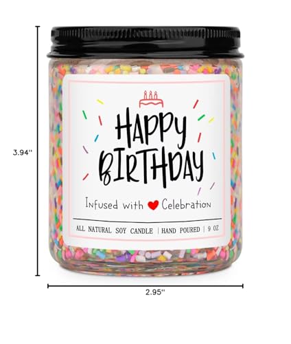 Homsolver Happy Birthday Candles Gifts for Women Men - Vanilla Birthday Cake Scent with Sprinkles Birthday Gifts for Women Men, Unique Best Friend Birthday Gifts Ideas, Happy Birthday Handmade Candles