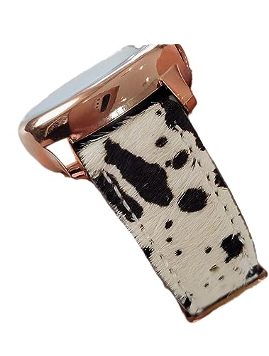DSAAplus Furry Cow Leather Band For Samsung Galaxy Watch 6 5 40mm 44mm/ Galaxy Watch 5 Pro 45mm Band Galaxy Watch 4 40mm 44mm/ Active 2 40mm 44mm Bands 20mm Watch Strap (rose gold buckle)