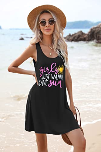 JiniGolla Women's Swimsuit Coverups Summer Beach Cover Up Dress Lightweight Bikini Cover Up American Flag S