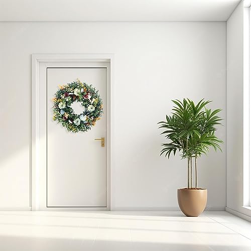 24" Wreaths for Front Door, Spring Summer Wreath with Tulip Wreath, Butterfly, Lavender and Eucalyptus, Vivid Artificial Floral Wreath for Wall Window Farmhouse Party Holiday Home Décor