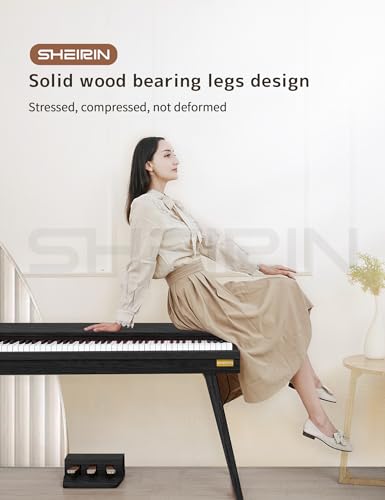 SHEIRIN digital piano 88 keys weighted keyboard electric piano beginners stand full size upright pedal musical SR-PH80 (WHITE)