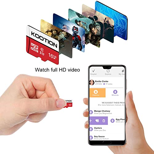 KOOTION 16 GB Micro SD Cards 5-Pack, Class 10 MicroSDHC Flash Memory Card, U1, C10, TF Card with Adapter