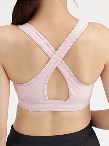 Under Armour Womens Crossback Mid Impact Sports Bra , White (100)/Halo Gray , Medium