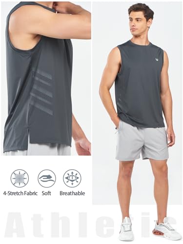 NORTHYARD Men's Athletic Workout Tank Top Running Gym Sleeveless Shirts Quick Dry Lightweight Training Sport Muscle Tank White 3XL