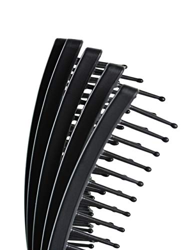 KareCo Tangle Buster Brush, Detangler for All Hair Types, Black, Mini (7 Fingers)
