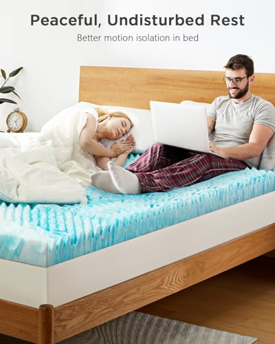PERLECARE 2-Inch 7-Zone Twin Memory Foam Mattress Topper, Cooling Gel Mattress Topper with Airflow Channels, CertiPUR-US Certified Cooling Mattress Topper for Body Pressure Relief