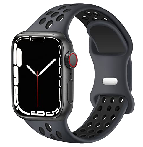 Sport Bands Compatible for Apple Watch Bands 38mm/40mm/41mm/42mm-Series 10,Soft Silicone Sport Women Men Replacement Strap Compatible with iWatch Series 10/9/8/7/6/5/4/3 Ultra 2 SE,Midnightblue Black
