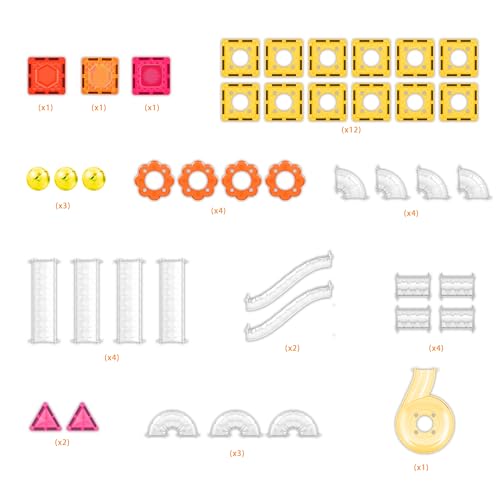 PicassoTiles Magnet Tiles Building Block Travel Size Magnetic Marble Run Construction Toy Set Mini Diamond Marble Racetrack Building Blocks Playset Education STEM Learning Kit Boy Girl 3+ PTMG45