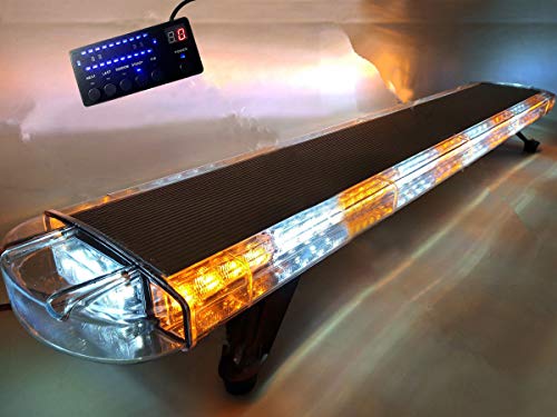 Amber White 47" 88W COB Light Box Amber Bar Light, Emergency Warning Flashing Bar Roof Enforcement Hazard Flashing