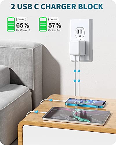 USB C Charger Block, 35W iPhone Fast Charger Dual USB C Port Compact Power Adapter for iPhone 14 Pro/14 Pro Max,13 Pro, iPad, PPS Samsung Galaxy(2 Pack)