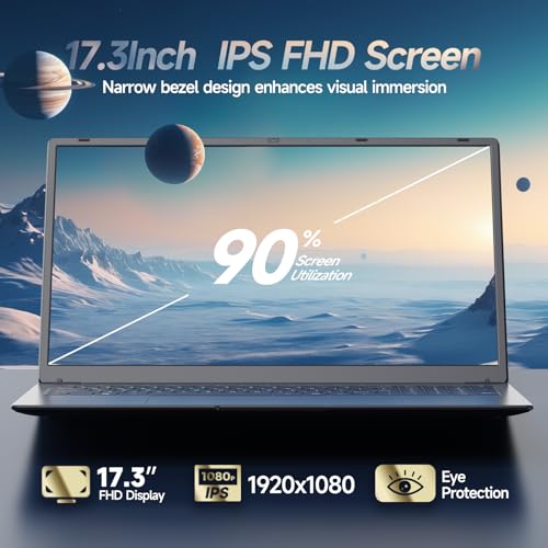 XYPLOXZ 17 Inch Laptop, 8GB RAM 256GB SSD, Intel N5095(Up to 2.9GHz), FHD IPS 1920x1080 Screen, Windows 11, WiFi, Webcam, Bluetooth 4.2, USB 3.0, for Students and Business.