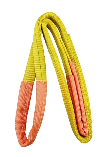 Everest C1130-2" x 3' Yellow Flat Sling Eye to Eye/Lifting Sling Strap Heavy Duty 2PLY 1-Pack