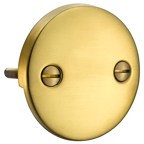 2 Hole Bathtub Overflow Plate, 3-3/16 Inches Diameter, Brushed Brass