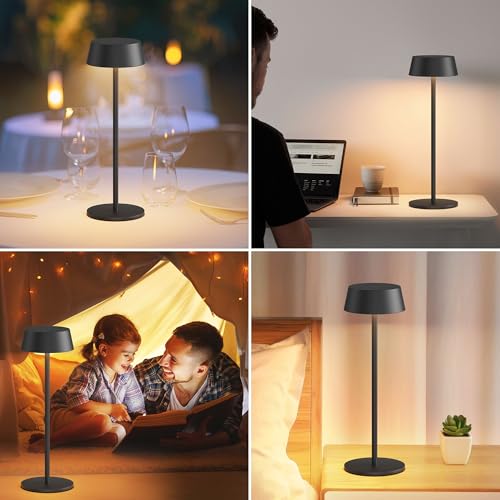 Aipsun Table Lamps Set of 2, Gold Battery Operated Table Lamp Cordless Outdoor Touch LED Table Lamp for Restaurant/Living Room/Bedroom 3000K Warm Light IP54 Waterproof