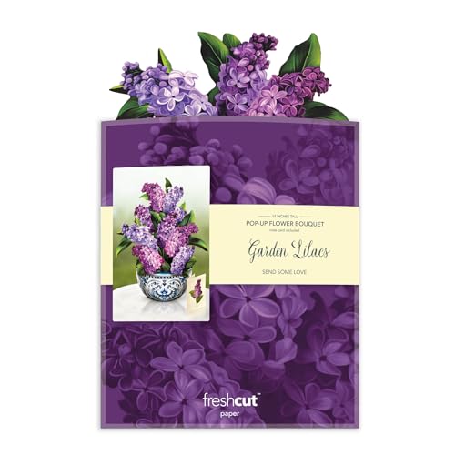 Freshcut Paper Pop Up Cards, Paper Flower Bouquet 3D Popup Greeting Cards with Note Card & Envelope, Birthday Card, Anniversary Card, Get Well Gifts for Women,12" French Blooms