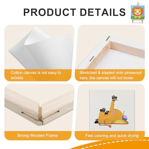 ESRICH Small Canvases for Painting, 6 Pack Canvas 5x7 Inch Stretched Canvas 2/5" Profile Primed Acid Free Painting Canvas for Kids for Oil Paint,Watercolor,Acrylic Paint,Gouache &Tempera.